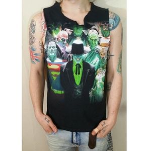 Justice League hero distressed cutoff graphic tee